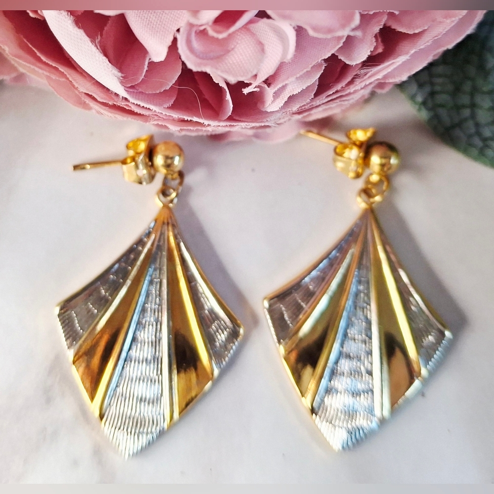 Vintage 80s ✨️💛Stylish Silver & Gold Dangle Earrings